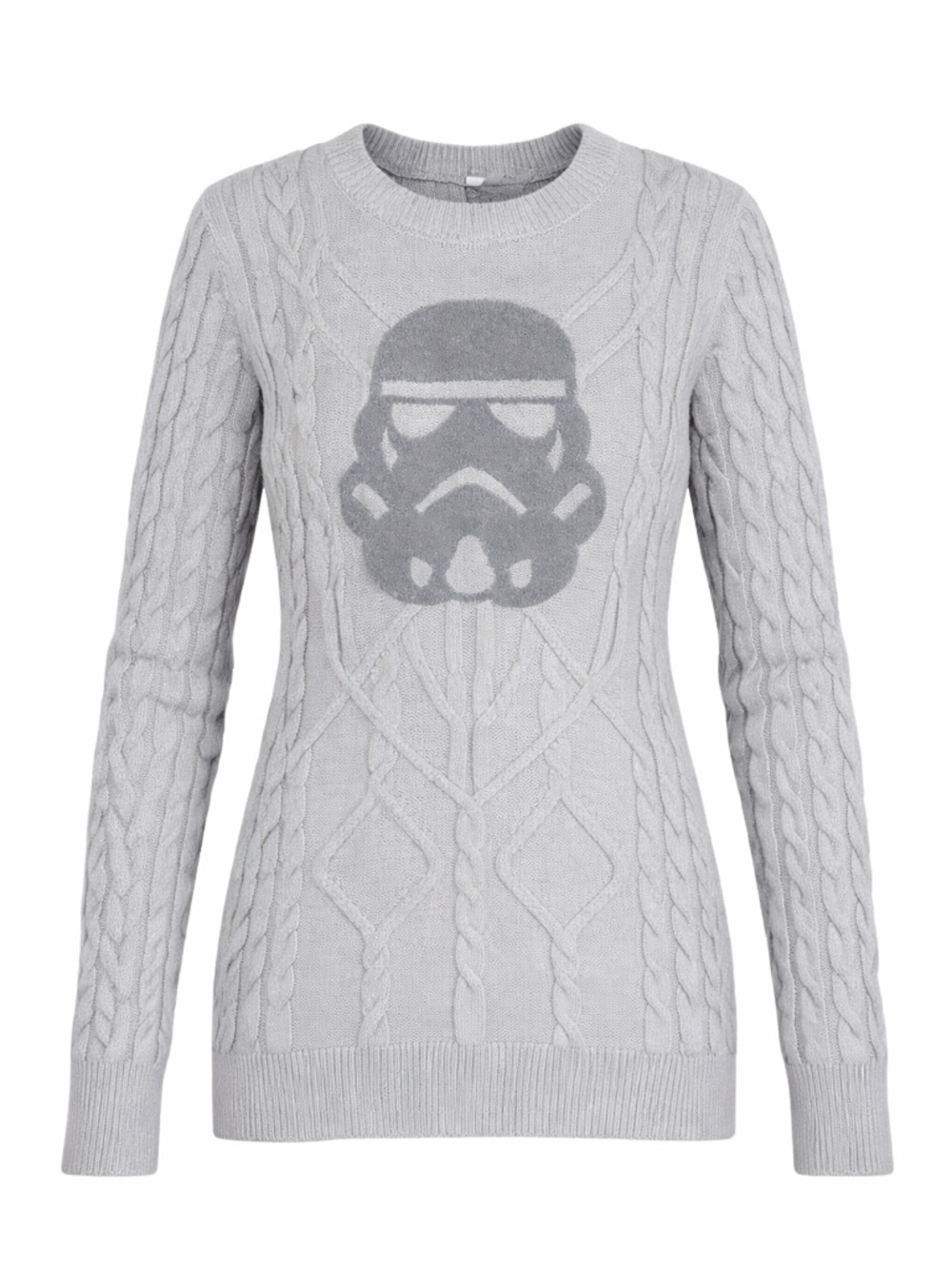 Star Wars Stormtrooper Cable Knit Sweater Gray Size L NWT - Picture 2 of 5